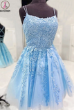 Kateprom Light blue new 2021 homecoming dress, senior school girl dresses, Simple Cheap Homecoming Dresses, Short Prom Dress KPH0532