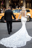 Kateprom Long Sleeve Elegant Lace Mermaid Tulle Wedding Dresses for Sale KPW0599