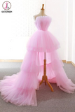 Kateprom A-line Pink High Low Prom Dress Tulle Formal Dresses Evening Gowns for Sale KPP1319