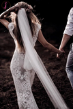 Kateprom Vintage Lace V Neck Rustic Wedding Dresses Cap Sleeve Ivory Sheath Beach Wedding Gown KPW0602