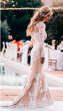 Kateprom Vintage Long Sleeve Mermaid Lace Applique Wedding Dresses Beach Wedding Gown KPW0603