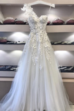 Kateprom Long White Sweetheart Neck Lace Applique Prom Dress, Evening Dresses KPP1329