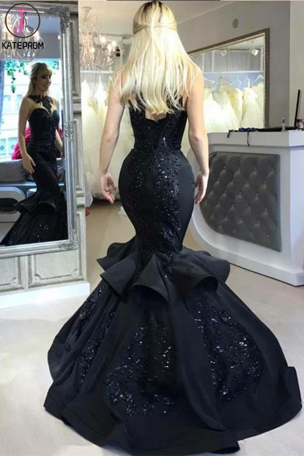 Kateprom Mermaid Prom Dresses Scoop Black Beading Long Prom Dress for –  kateprom