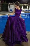 Kateprom Chic A-line Bateau Regency Satin Simple Long Prom Dress Evening Dress KPP1332