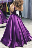 Kateprom Chic A-line Bateau Regency Satin Simple Long Prom Dress Evening Dress KPP1332