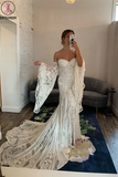 Kateprom Chic Mermaid Boho Lace Court Train Rustic Wedding Dress KPW0616