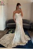 Kateprom Chic Mermaid Boho Lace Court Train Rustic Wedding Dress KPW0616