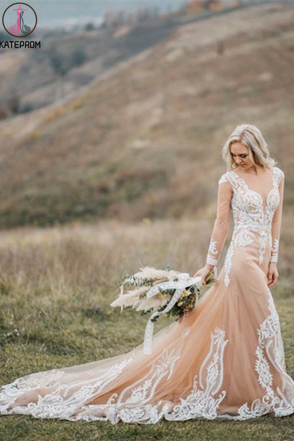 lace wedding dress with nude underlay Off-Shoulder Lace Wedding Dress with Nude Lining & 3D Flowers Custom Colors / 12