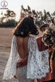 Kateprom Backless Batwing Sleeve Boho Wedding Dresses Mermaid Rustic Wedding Dress KPW0622