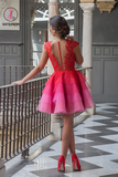 Kateprom Red A-line Scoop Homecoming Dress Tulle Short Prom Drsess KPP1334