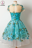 Kateprom Lace Homecoming Dresses Scoop A Line Floral Short Prom Dress Cute Party Dress KPP1338