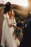 Kateprom Glamorous A-line Wedding Dresses Backless Chiffon Bridal Gowns KPW0629