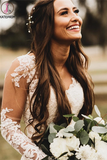 Kateprom Elegant Mermaid Wedding Dresses Long Sleeves Lace Bridal Gowns KPW0630