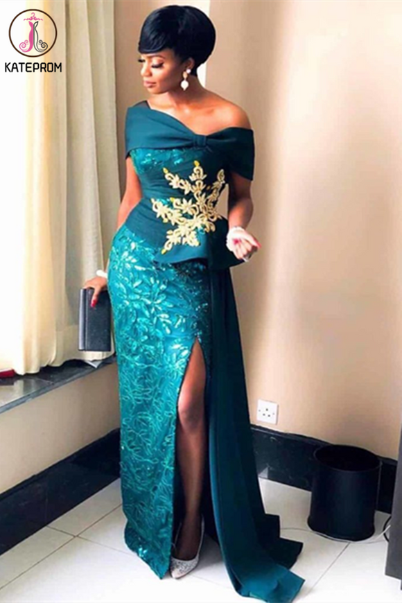 Kateprom Beautiful Green Lace Long Prom Dresses, African Formal Dresses KPP1349