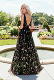 Kateprom Exquisite V neck Lace Prom Dresses Long Floral Formal Gowns KPP1363