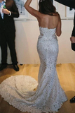 Kateprom Mermaid Lace Sweetheart Sleeveless Sweep Train Split Wedding Dress KPW0649