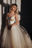 Kateprom A Line Straps Floor Length Beading Wedding Dress Long Bridal Gown KPW0650