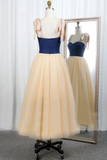 Kateprom Simple Sweetheart Spaghetti Straps Prom Dresses Tulle Tea Length Evening Dresses KPP1383