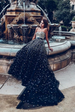 Kateprom A line Black Sweetheart Beaded Long Prom Dresses Tulle Evening Dress KPP1387