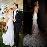 Kateprom Simple Ivory Lace Country Wedding Dresses V Neck Mermaid Wedding Dress KPW0657