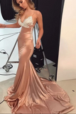 Kateprom Sexy Mermaid Open Back Spaghetti Straps Prom Dresses With Train KPP1391