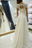 Kateprom Simple A Line Long Chiffon Wedding Dresses with Lace KPW0677