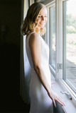 Kateprom Elegant Sheath V Neck Off White Wedding Dresses, Simple Beach Wedding Gown KPW0683
