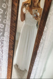 Kateprom A Line V Neck Top Lace Spaghetti Straps Wedding Dresses, Bridal Gown KPW0684