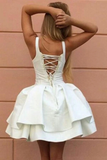 Kateprom Simple Ball Gown Short Ivory Lace Up Formal Homecoming Dresses KPH0559