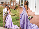 Kateprom Graceful Satin Sweetheart Neckline High Low Length A line Prom Dresses With Appliqued KPP1450