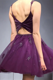 Kateprom Two Pieces Purple Tulle Homecoming Dress with Beadings, Party Dress KPH0579
