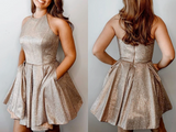 Kateprom New Sparkly Halter Short Homecoming Dresses, Short Prom Dresses KPH0598
