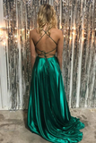 Kateprom Simple Spaghetti Straps Front Split Zipper Back Long Prom Dresses KPP1464