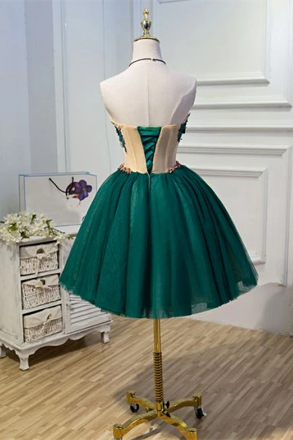 Kateprom Chic A Line Sweetheart Modest Dark Green Modest Short Prom Dr –  kateprom