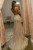 Kateprom Trumpet Mermaid Deep V Long Prom Dresses Sparkly Split Evening Dresses KPP1471