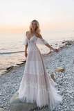 Kateprom Gorgeous A line Lace Tassels Long Wedding Dresses KPW0701