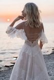 Kateprom Gorgeous A line Lace Tassels Long Wedding Dresses KPW0701