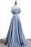 Kateprom Chic A line Off the shoulder Beaded Floor Length Prom Dress Satin Evening Dress KPP1510