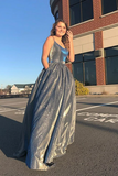 Kateprom Grey Long Satin Prom Dresses for Teens Stunny Evening Dress KPP1518