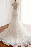 Kateprom Chic Trumpet Mermaid Wedding Dresses Long Modest Cheap Wedding Dress With Lace KPW0709