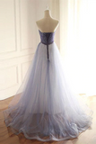 Kateprom Shimmering Tulle Strapless Neckline A Line Evening Dresses With Beading KPP1528
