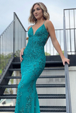 Kateprom Chic Trumpet Mermaid Spaghetti Straps Long Prom Dress Lace Tulle Evening Dress KPP1540