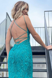 Kateprom Chic Trumpet Mermaid Spaghetti Straps Long Prom Dress Lace Tulle Evening Dress KPP1540