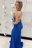 Kateprom Royal Blue Mermaid Prom Dress with Split, Cheap Party Dresses Online KPP1542