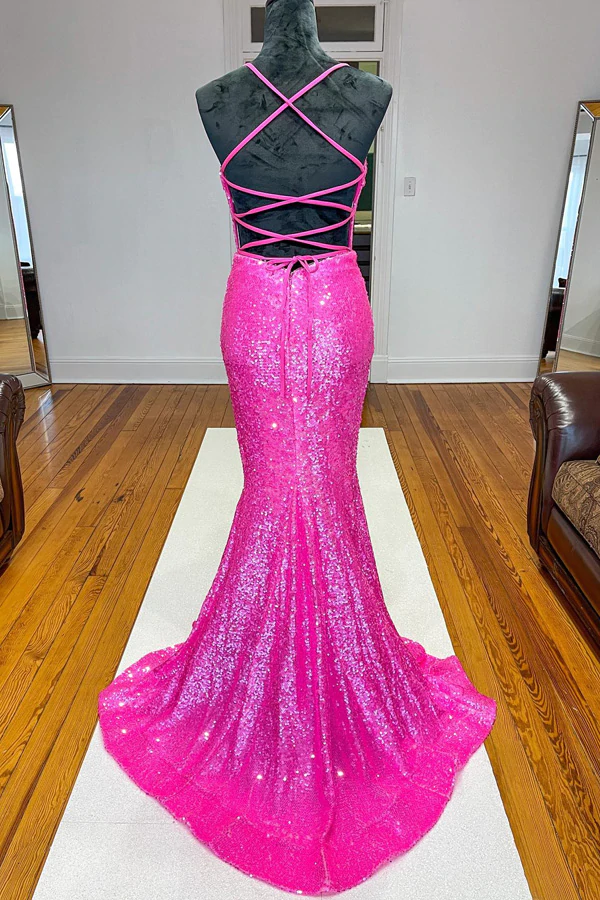 Kateprom Sparkle Hot Pink Sequin Mermaid Long Prom Formal Dress KPP156 –  kateprom