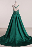 Kateprom Beautiful A line Prom Dresses Long Spaghetti Straps Dark Green Prom Dress Evening Dresses KPP1579
