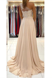 Kateprom Chic A line One Shoulder Long Prom Dress Lace Evening Dress With Split KPP1582
