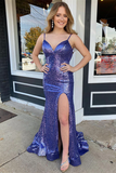 Kateprom Purple Long Mermaid Prom Dresses with Slit Formal Dresses KPP1586
