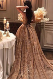 Kateprom Chic Sparkly Gold Prom Dress Unique Long Prom Dress Evening Gowns KPP1594