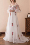Kateprom Beautiful A line Off the Shoulder Wedding Dresses, Appliques Prom Dresses KPP1616